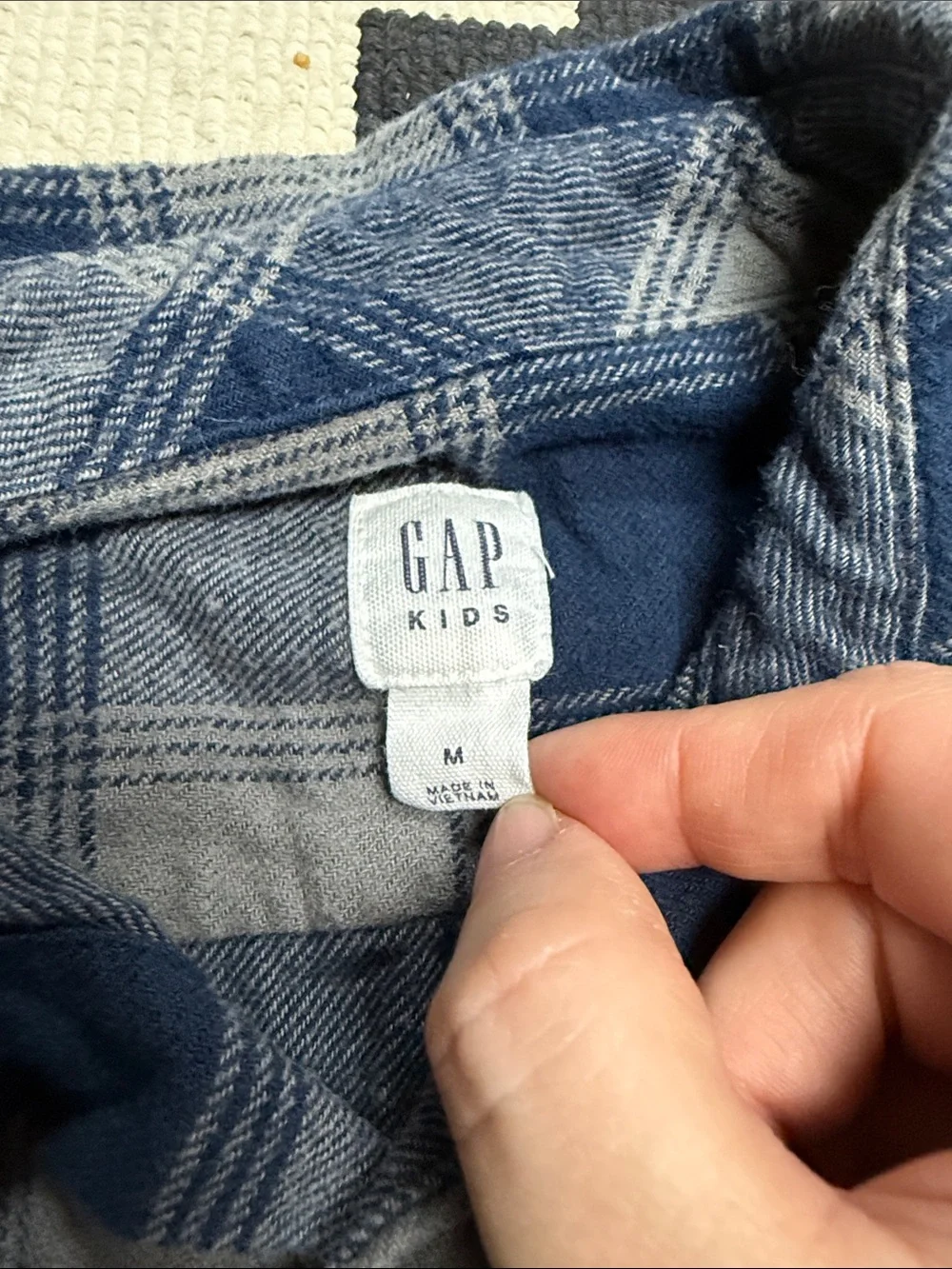 GAP Navy and Gray Plaid Button-Down Shirt